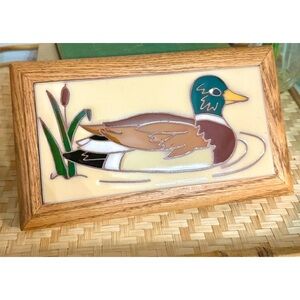 Hand painted Framed Tile Mallard Duck By Siegel Arts in Jackson Hole WY
